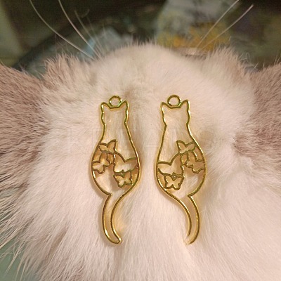 Zinc Alloy Kitten Open Back Bezel Pendants PALLOY-F242-10G-1