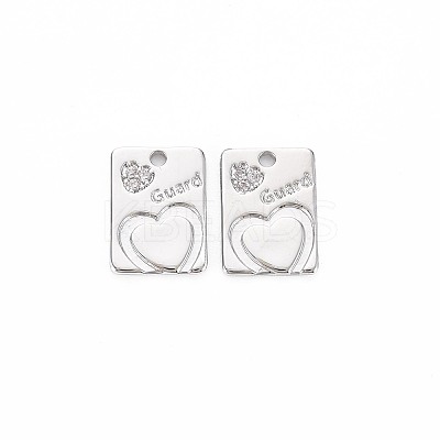 Brass Micro Pave Clear Cubic Zirconia Charms KK-S364-101-1