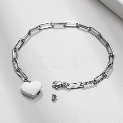 Non-Tarnish 304 Stainless Steel Heart Charm Bracelets WG609E7-01-1