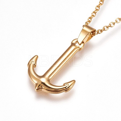 304 Stainless Steel Pendant Necklaces NJEW-F225-30G-1