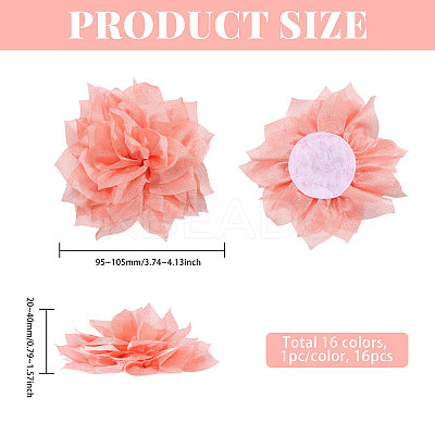 16Pcs 16 Colors Polyester Flower DIY-CA0007-20-1