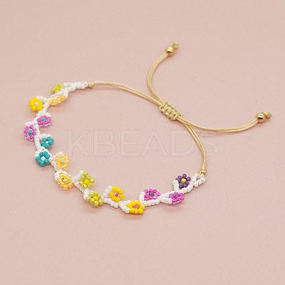 Handmade Glass Seed Bead Woven Flower Braided Bracelets RV1845-1