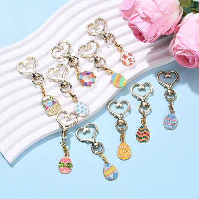 10Pcs Easter Egg Alloy Enamel Pendant Decoreations HJEW-YW00088-1