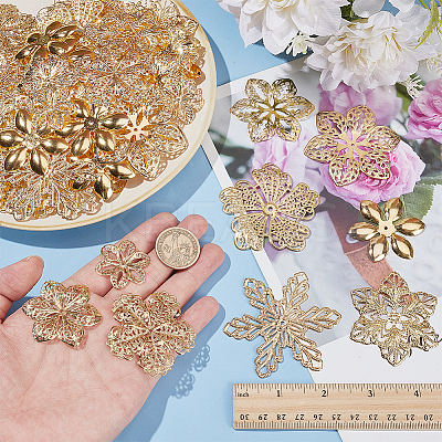 90Pcs 9 Styles Iron Filigree Joiners IFIN-PH0001-35-1