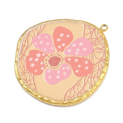 Printed 304 Stainless Steel Pendants STAS-P419-15G-03-1