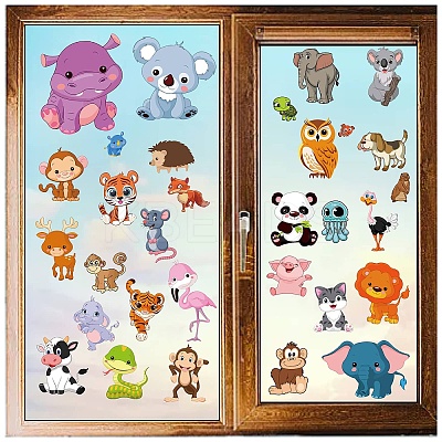 8 Sheets 8 Styles Animal PVC Waterproof Wall Stickers DIY-WH0345-092-1