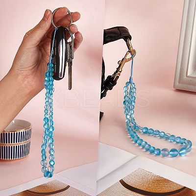 Round Synthetic Moonstone Beaded Mobile Straps HJEW-SW00042-06-1