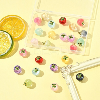 24Pcs 12 Colors Transparent Glass Apple Pendants DGLA-FS0001-15-1
