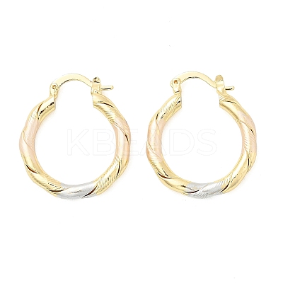 Brass Two Tone Twist Hoop Earrings EJEW-B117-06A-M-1