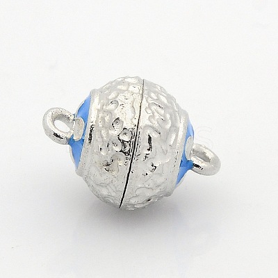 Round Platinum Plated Alloy Enamel Magnetic Clasps with Loops ENAM-P110-M-1
