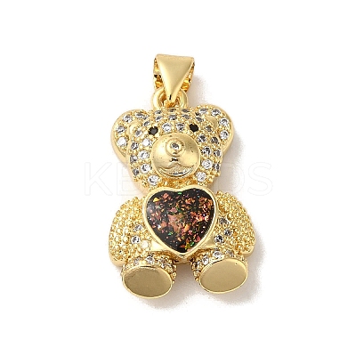 Rack Plating Brass Micro Pave Clear Cubic Zirconia Pendants KK-P268-05B-G03-1