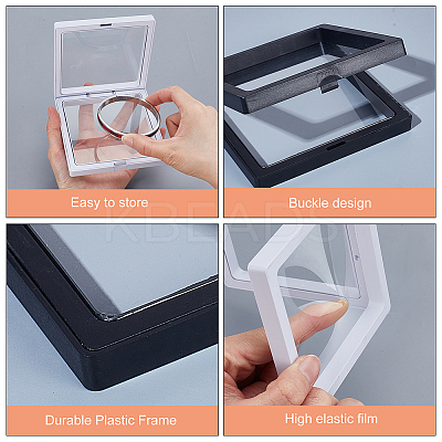 8Pcs 2 Colors Square Transparent PE Thin Film Suspension Jewelry Display Boxes ODIS-GA0001-70-1