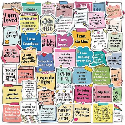 50Pcs Motivationa Word Paper Self-Adhesive Picture Stickers AJEW-S086-10-1