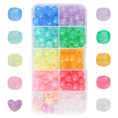 200Pcs 10 Colors Transparent & Luminous Plastic Beads KY-YW0001-50-1