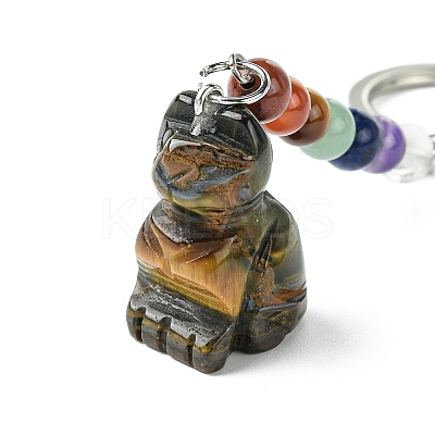 Cat Natural Tiger Eye Keychain KEYC-F040-11H-1