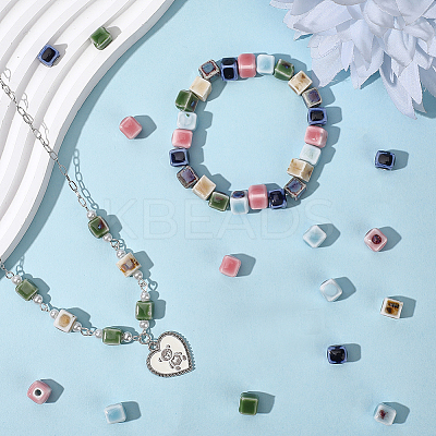 84Pcs 6 Colors Handmade Porcelain Beads PORC-PA0001-06-1