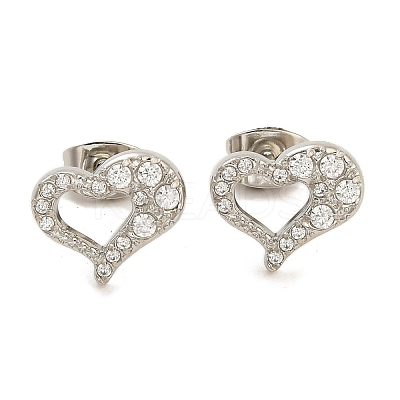 304 Stainless Steel Micro Pave Clear Cubic Zirconia Stud Earrings EJEW-H018-02P-06-1