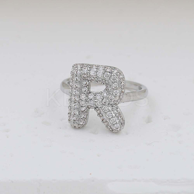 Brass Micro Pave Clear Cubic Zirconia Cuff Rings FS-WG17FF6-18-1