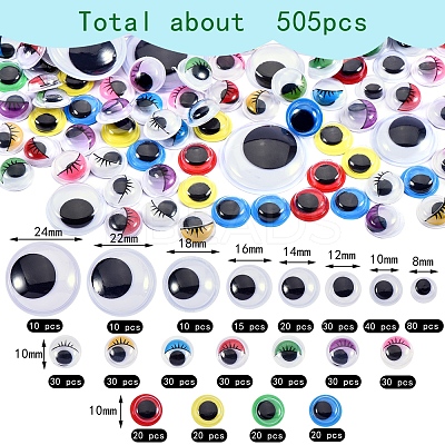 505Pcs Wiggle Googly Eyes Cabochons KY-SZ0001-26-1