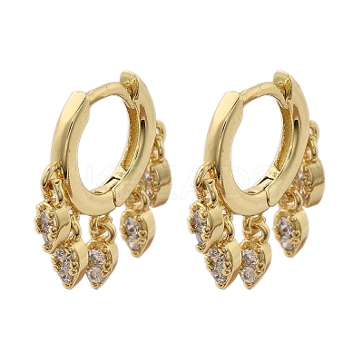 Brass Micro Pave Clear Cubic Zirconia Huggie Hoop Earrings EJEW-K083-45G-1