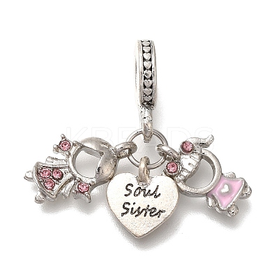 Rack Plating Alloy Rhinestone European Dangle Charms PALLOY-S189-42P-01-1