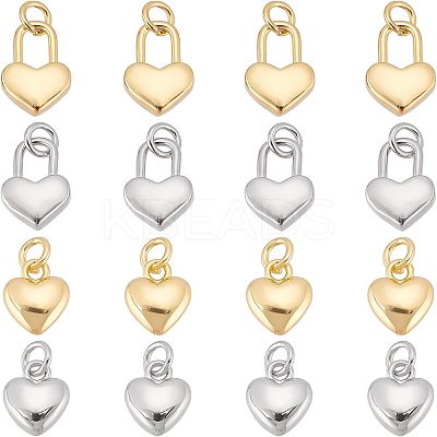16Pcs 4 Style Rack Plating Real 18K Gold Plated Brass Pendants KK-FH0003-96-1