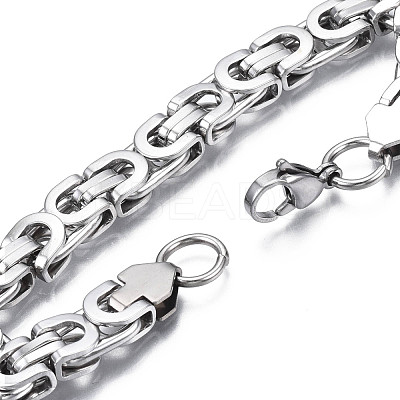 Non-Tarnish 201 Stainless Steel Byzantine Chain Bracelets BJEW-S057-76-1