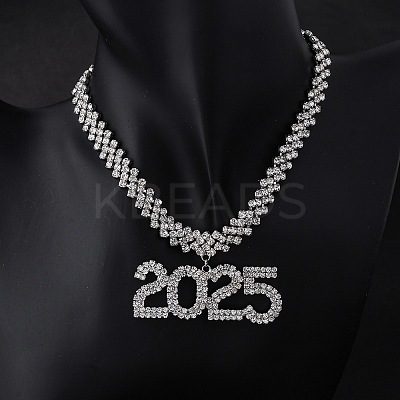 Brass Full Crystal Rhinestone 2025 Pendant Necklaces for Women NJEW-Q005-01P-1