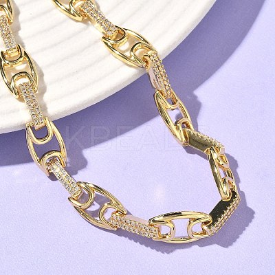Clear Cubic Zirconia Oval Link Chains Bracelet BJEW-G773-04G-1