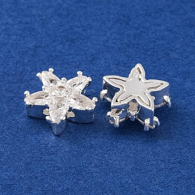 Brass Micro Pave Clear Cubic Zirconia Beads KK-S389-22S-1