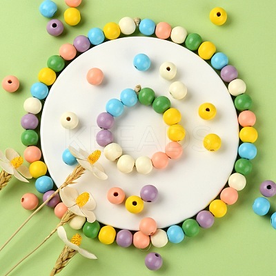 240Pcs 6 Colors Painted Natural Wood Beads WOOD-LS0001-47-1