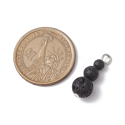 Natural Lava Rock Round Beaded Pendants PALLOY-JF02867-06-1