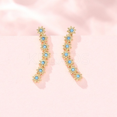 Brass Micro Pave Cubic Zirconia Stud Crawler Earrings KK-CBAA351-18G-02-1