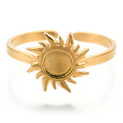Ion Plating(IP) 304 Stainless Steel Sun Cuff Rings RJEW-N038-116LG-1