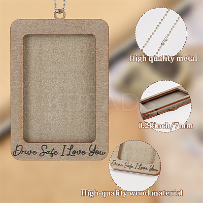 Rectangle with Word Drive Safely I Love You Wood Hanging Photo Frame HJEW-SP0001-19C-1