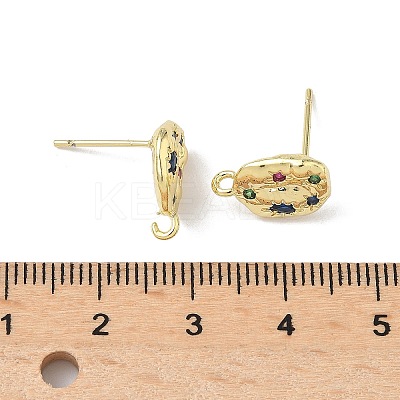 Brass Micro Pave Cubic Zirconia Stud Earring Findings KK-U075-01C-02G-1