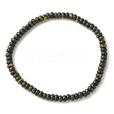 Natural Coffee Jasper Flat Round Beaded Stretch Bracelets for Women BJEW-JB09717-06-1
