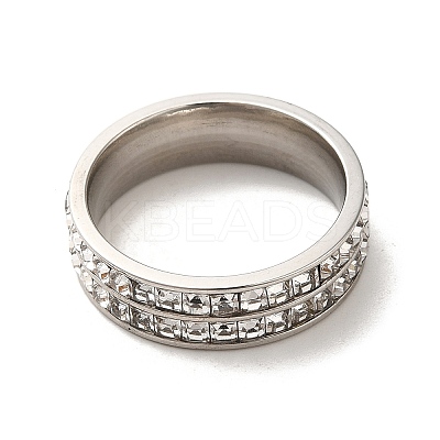 304 Stainless Steel Finger Ring with Cubic Zirconia RJEW-Z029-01P-1