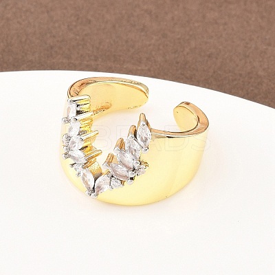 Brass Micro Pave Cubic Zirconia Cuff Rings RJEW-D333-04B-G-1