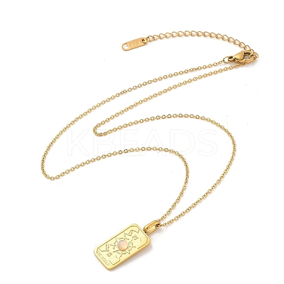 304 Stainless Steel Pave Opalite Rectangle Pendant Necklaces for Women Men NJEW-R018-05G-02-1