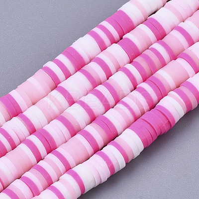 Handmade Polymer Clay Bead Strands X-CLAY-S094-4mm-A06-1