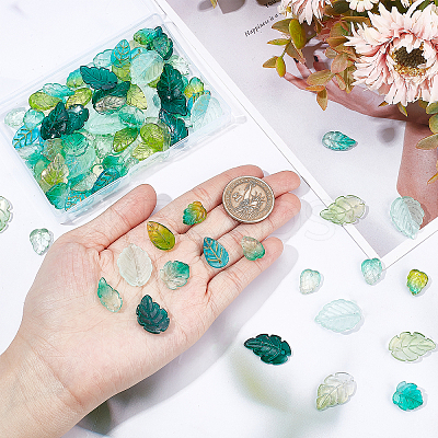100Pcs 10 Style Transparent Glass Pendants GLAA-SC0001-65-1