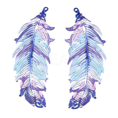 Spray Painted 430 Stainless Steel Filigree Pendants STAS-WH0047-85D-1