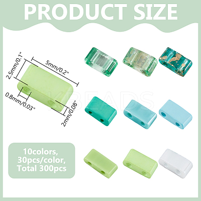 300Pcs 10 Colors 2-Hole Baking Paint Glass Seed Beads SEED-ME0001-31-1