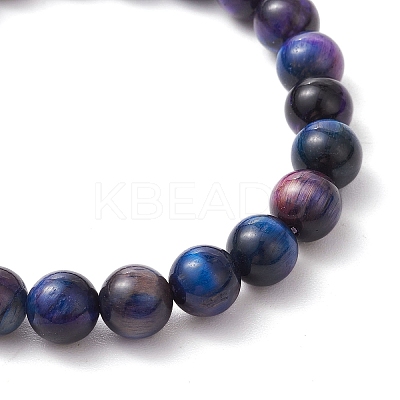 Natural Rainbow Tiger Eye Round Beads Stretch Bracelets for Women Men BJEW-JB11608-1