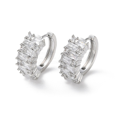Rack Plating Brass Clear Cubic Zirconia Hoop Earrings EJEW-S241-07P-1