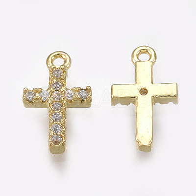 Cubic Zirconia Tiny Cross Charms X-KK-S348-153-1