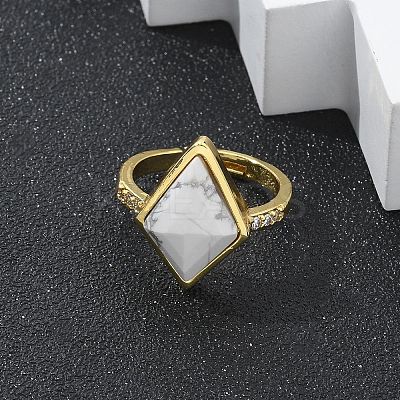 Rhombus Natural Howlite Finger Rings RJEW-B113-01G-01-1