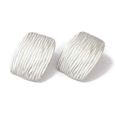 Non-Tarnish Stripe Rectangle 304 Stainless Steel Stud Earrings for Women EJEW-I303-05P-1