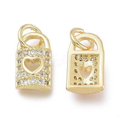 Brass Micro Pave Clear Cubic Zirconia Charms X-ZIRC-Q024-01G-1